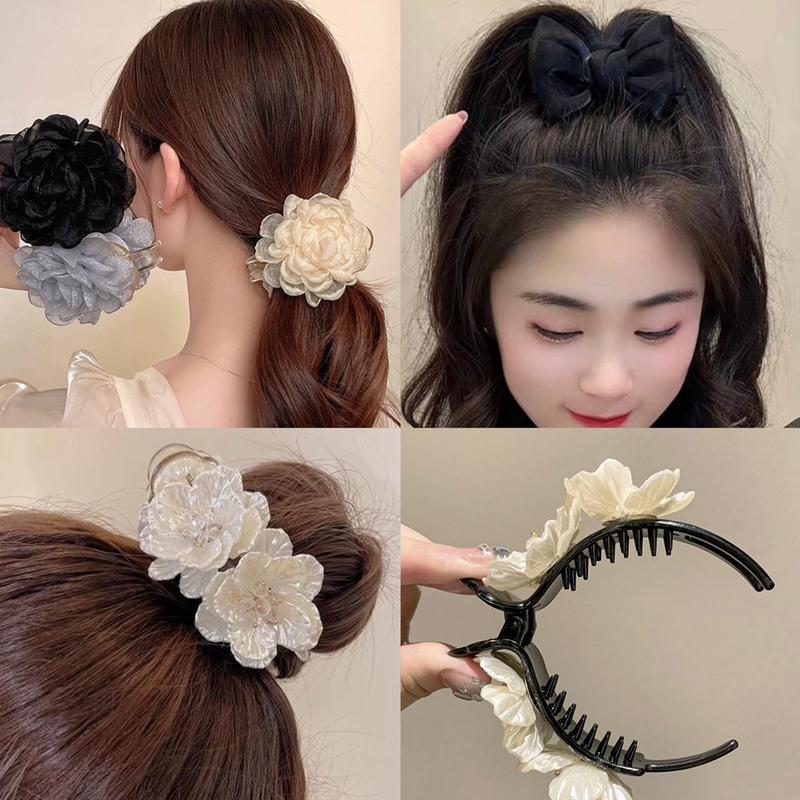 ￼Kẹp tóc càng cua 3 răng dùng để kẹp búi tóc tròn cho nữ kẹp càng cua đính nơ và hoa tiện lợi dễ dùng