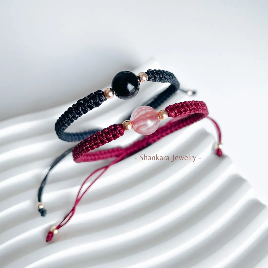 Gelang Tali Batu Crystal Alam Asli Model Serut