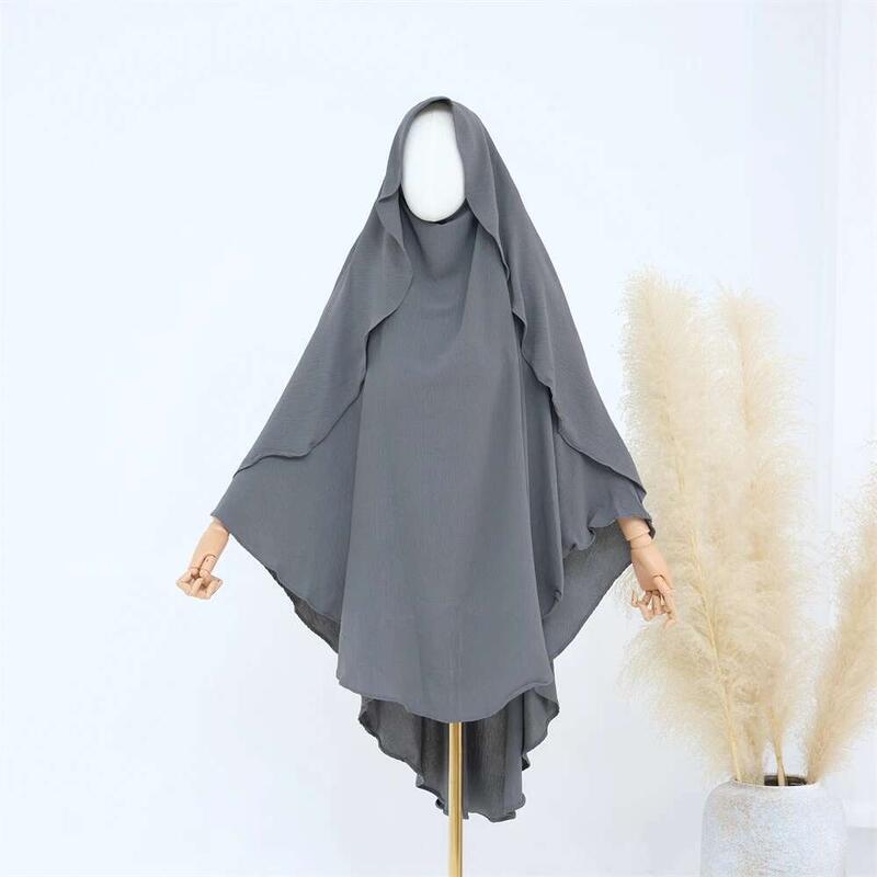 Product Introduction of Ramadan Solid Khimar Abaya Dubai Niqab Turkey Arabic Muslim Hijab Islam Prayer Clothes For Women Djellaba Turban Musulmans Femme 17