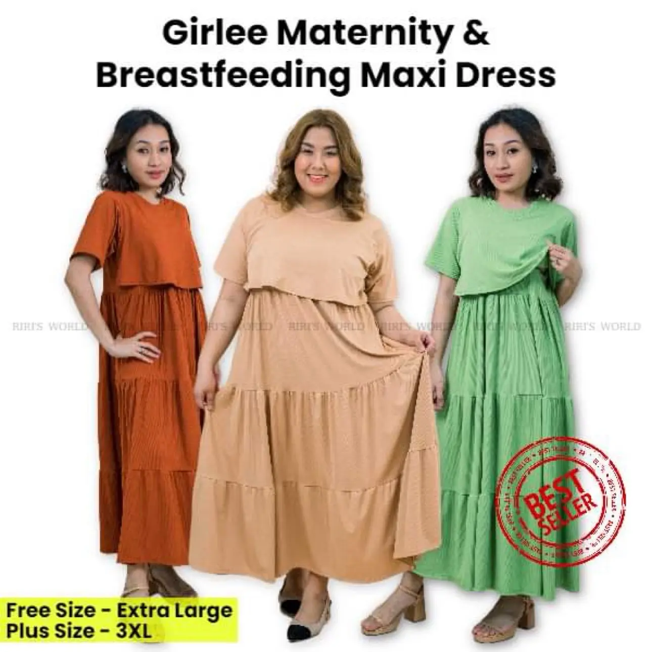 RIRI’SWORLD| Girlee Maternity - Breastfeeding Maxi Dress - Nursing Dress - Maternity Dress
