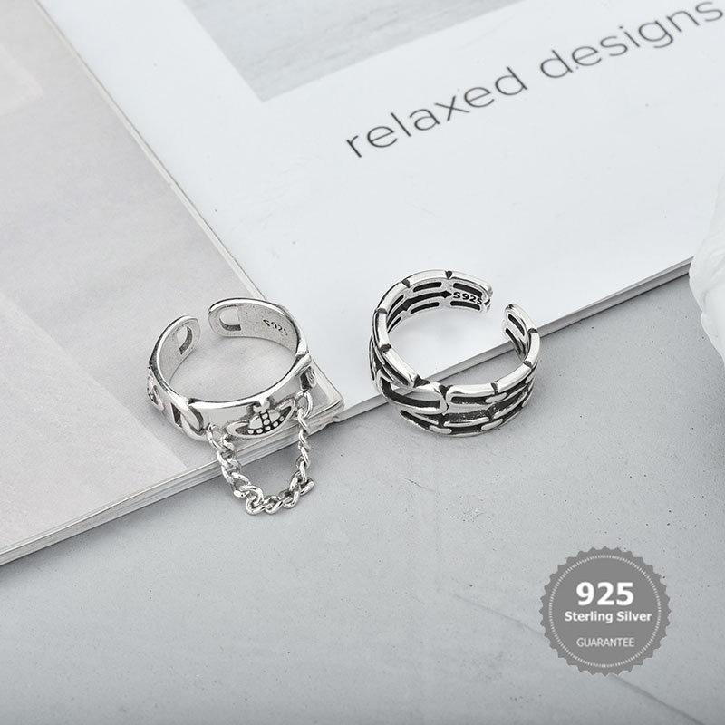 Nhẫn Thanh Lịch Bằng Bạc S925 Nhẫn Đơn Giản Có Thể Điều Chỉnh Cổ Điển Phong Cách Instagram Thời Trang 5