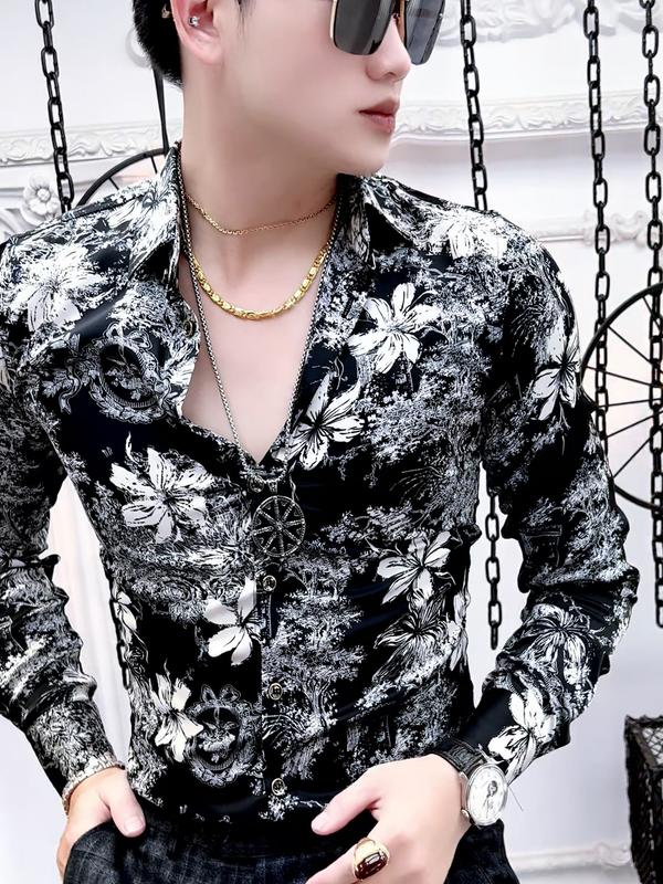 Áo sơ mi nam vải lụa hoa phượng Menswear Shirt Nhung 4