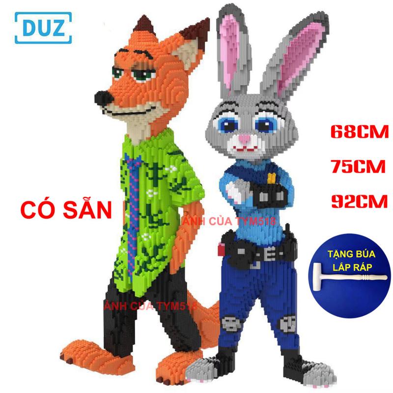 Đo choi lắp ráp cáo nick và thỏ judy 74cm 75cm 68cm 92cm Xếp hình mô hình cỡ lớn bear brick