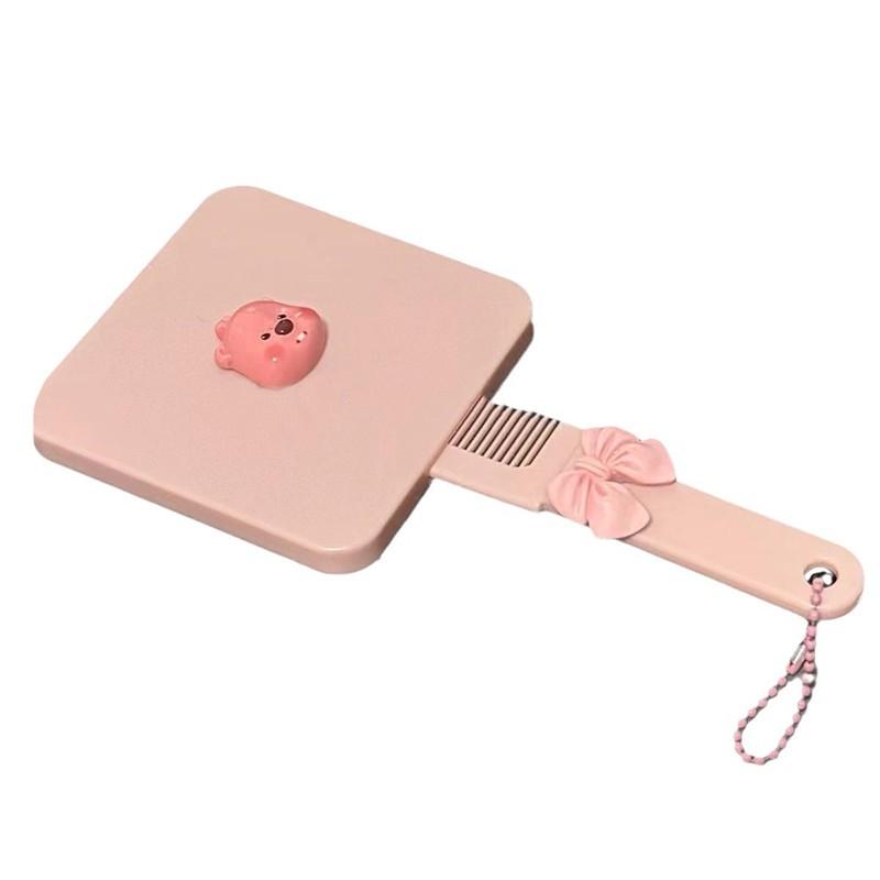 Gương Trang Điểm, Cầm Tay, Thiết Kế Loopy Màu Hồng, Có Lược, Tay Cầm Hình Tứ Giác Hoạt Hình, Thích Hợp Làm Quà Tặng Cho Bé Gái, Gương Mỹ Phẩm, Gương Trang Điểm, Dụng Cụ Mỹ Phẩm 7
