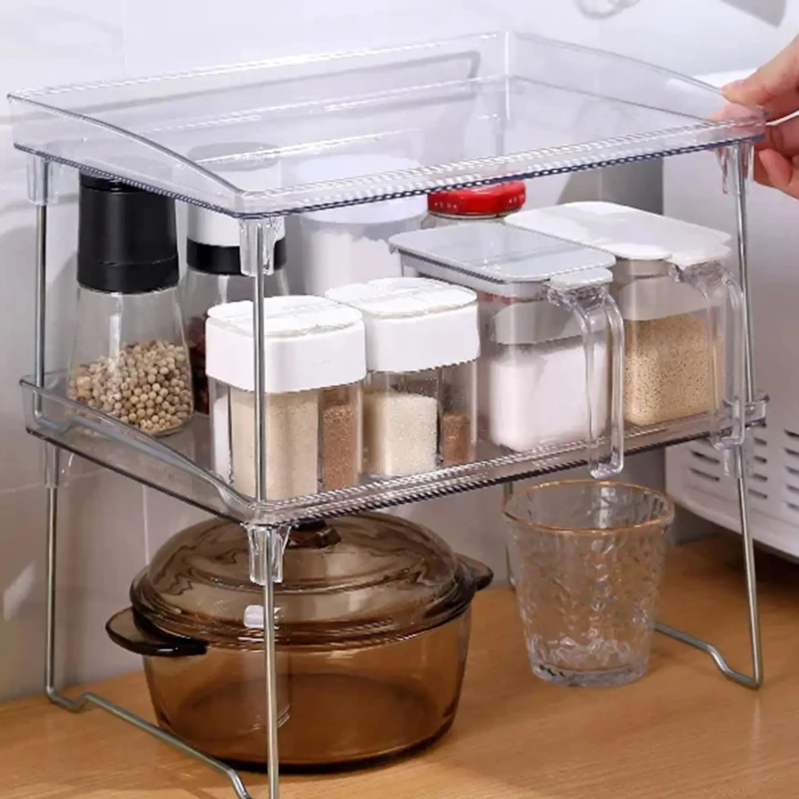 Transparent Desktop Storage Rack Acrylic Cup Holder Foldable Sundry Storage Rack