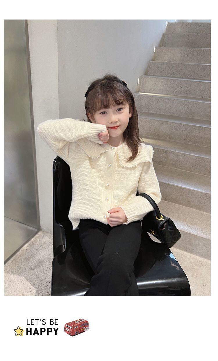 Product Introduction of Girls' Fashionable Cardigan Girl Knitted Sweater Kids' Sweater Middle and Big Children's Coat 2024 Spring New Bottoming Shirt Fashion 5