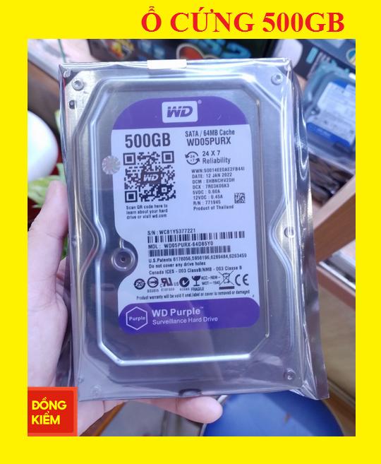 Ổ Cứng HDD 500G WD Tím Chuyên Camera - WD 500G - HDD 500Gb - Ổ Cứng HDD WD Purple Tím 500Gb Chuyên dùng cho Đầu Ghi Camera - bảo hành 2 năm- hàng nhập khẩu
