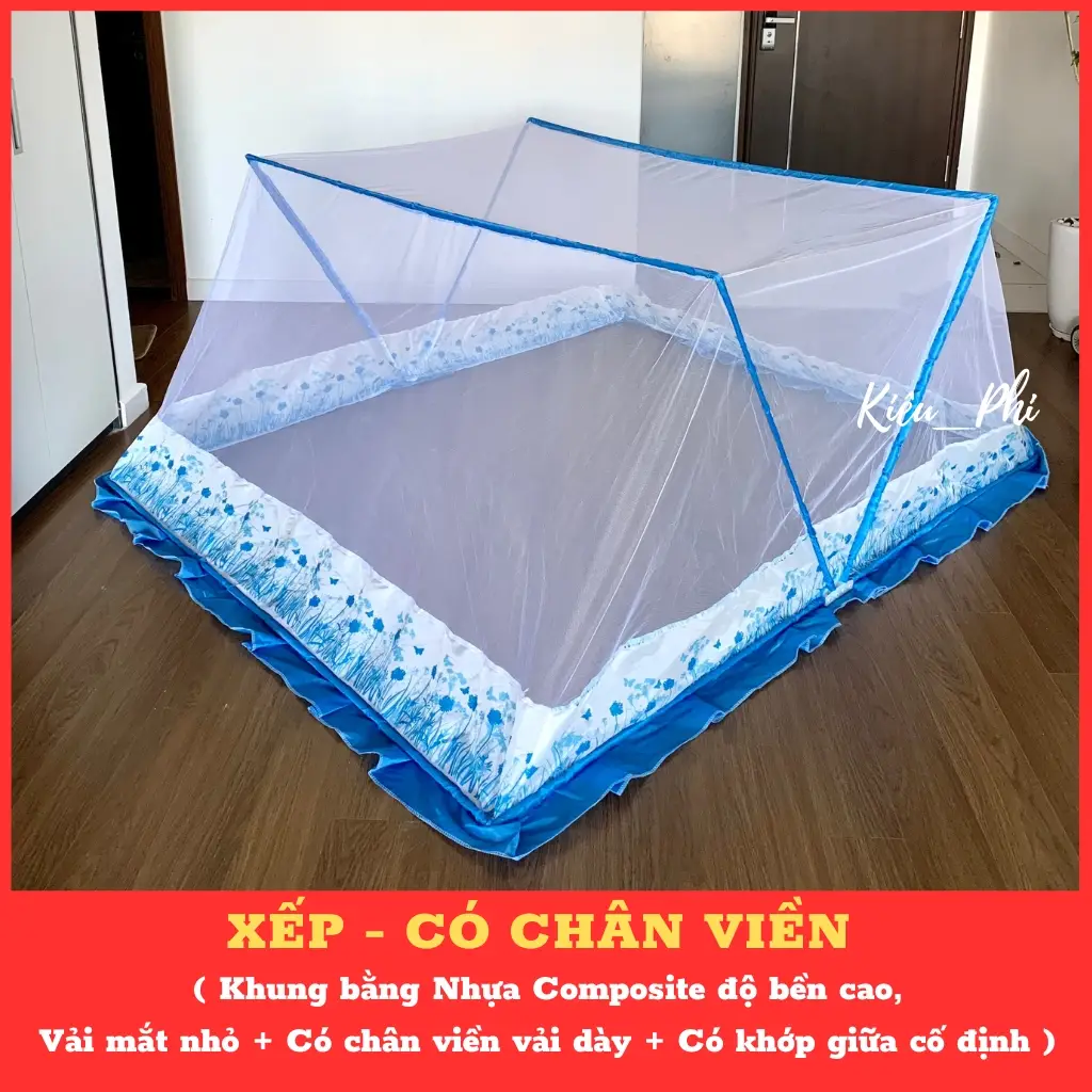 Mùng chụp tự bung khung xếp ngủ chống muỗi cho người lớn - Màn chụp tự bung xếp thông minh gấp gọn tiện dụng bảo hành 24 tháng Kiều Phi