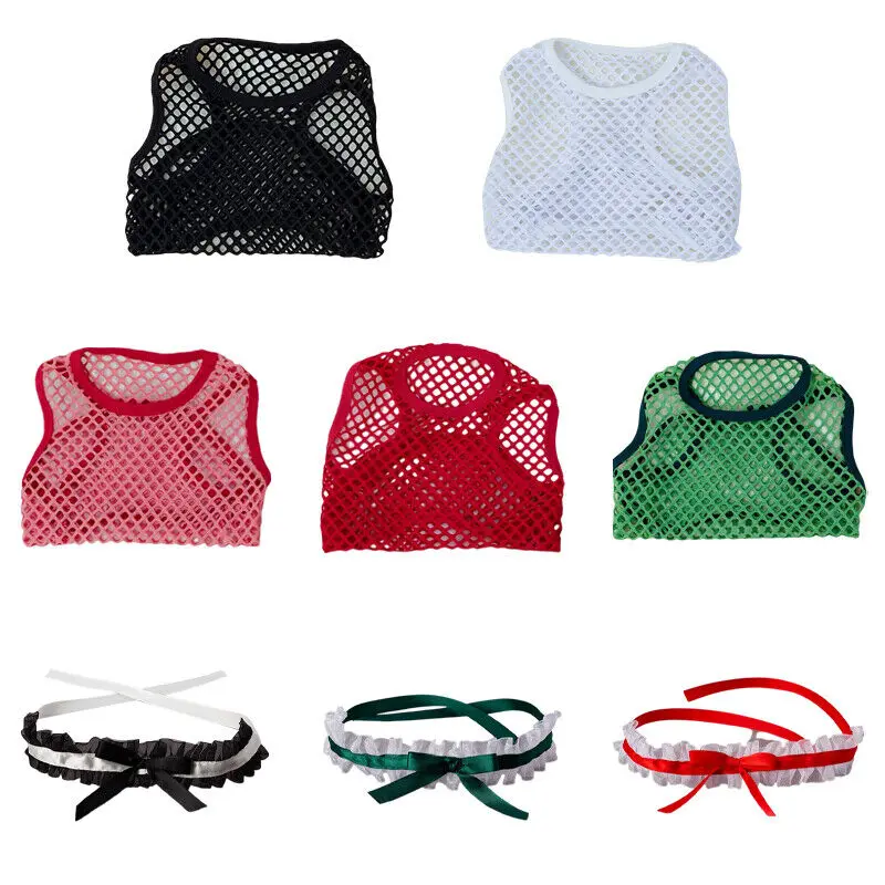 Pet Cat Puppy Small Dog Summer Mesh Vest T-Shirt Dog Clothes Costume Headband 1x
