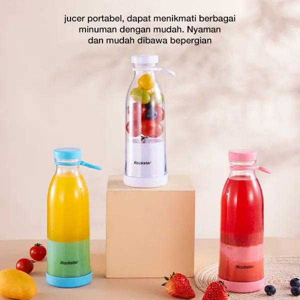 Rockstar bahan yang aman untuk makanan blender 6 bilah mata pisau juicer mini blander 420ml  portable  usb charge chopper  kekinian
