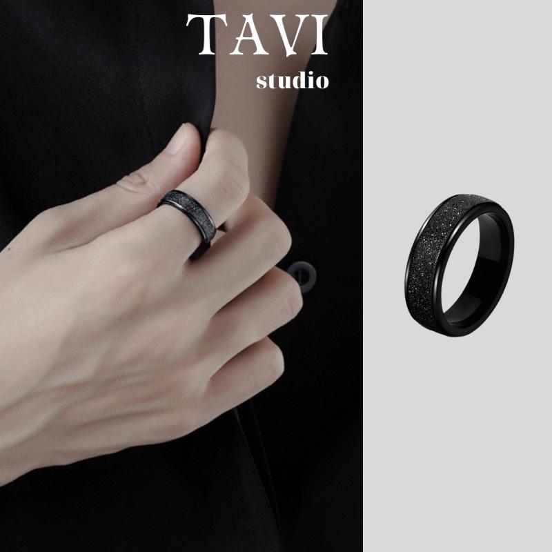  Nhẫn Nam Ren Tròn Màu Bằng Thép Titan Phong Cách Hàn Quốc Unisex Thời Trang Tavi Studio 