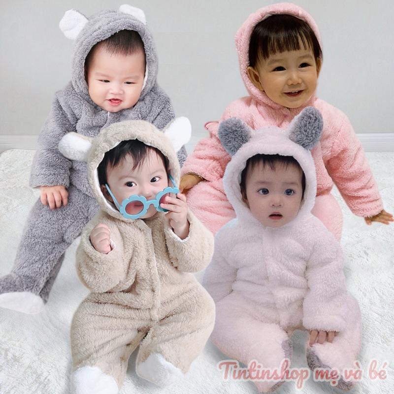  Body lông liền tất 2 lớp cho Bé Trai Bé Gái Hàng Quảng Châu Bodysuit dài tay dày ấm mùa đông SLD01 
