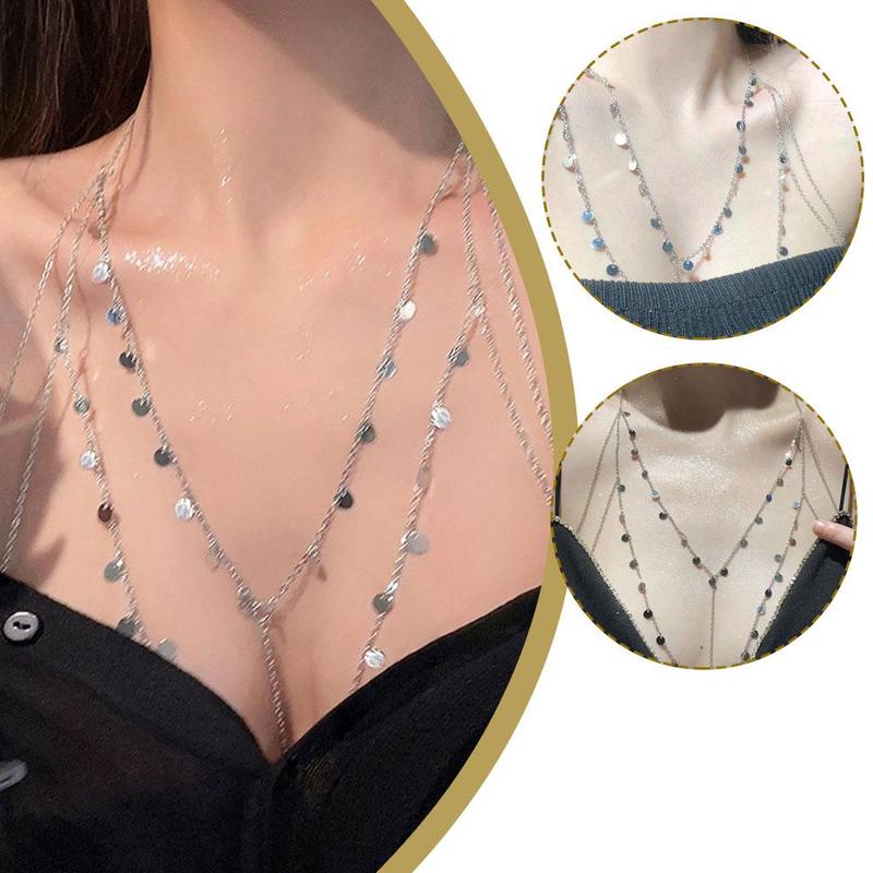 Dây Chuyền Ngực, Dành Cho Nữ, Kim Loại Sáng Bóng, Quyến Rũ Mỏng, Phụ Kiện Thời Trang, Gợi Cảm, T7K5 8