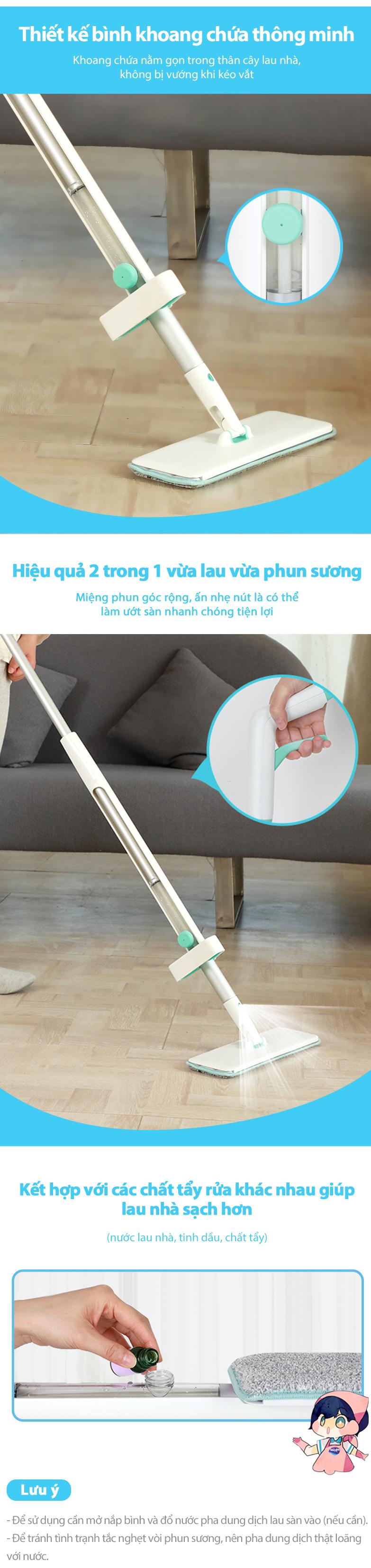 Product Introduction of Cây Lau Nhà Tự Vắt Phun Sương Myjae Đài Loan Thông Minh Lau Sạch Nhanh Khô Lau Sàn Cây Lau Nhà 4