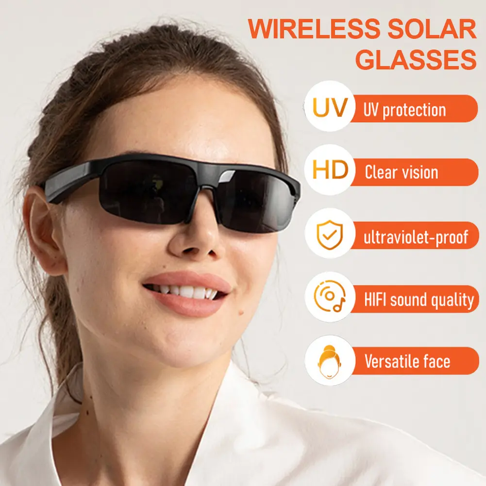 5.3 Wireless Smart Bluetooth Glasses Listen To Music Talk Bone Conduction Long Endurance Outdoor Cycling Driving Sports Sunglasses #465667