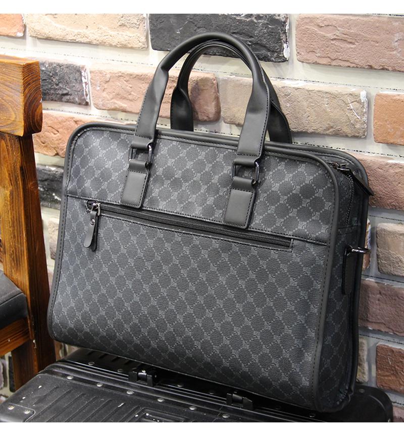 Product Introduction of Handbag Men's trendy brand Business plaid Men's shoulder bag Fashion business travel briefcase Oblique span Computer file bag 3