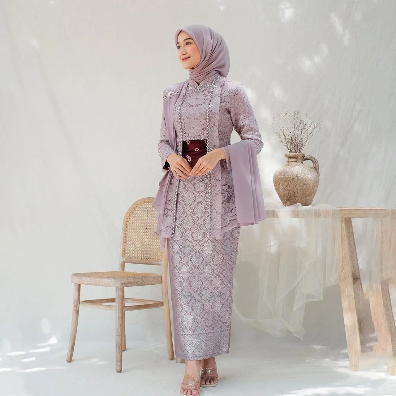 NAYANIKA BATIK - Setelan Kebaya Modern NAYRA Kutubaru Songket Set Kebaya Wisuda Kekinian Oneset Laksmi Lengkap Atasan Kebaya Belt Rok Kondangan Allsize