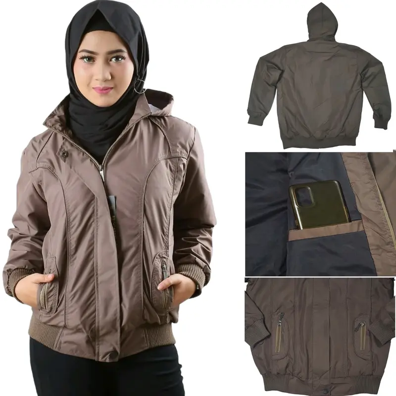 Jaket Anti Air Anti Dingin Jaket Fashion Taslan Premium Waterproof Polos Jaket Unisex wanita cewe 4
