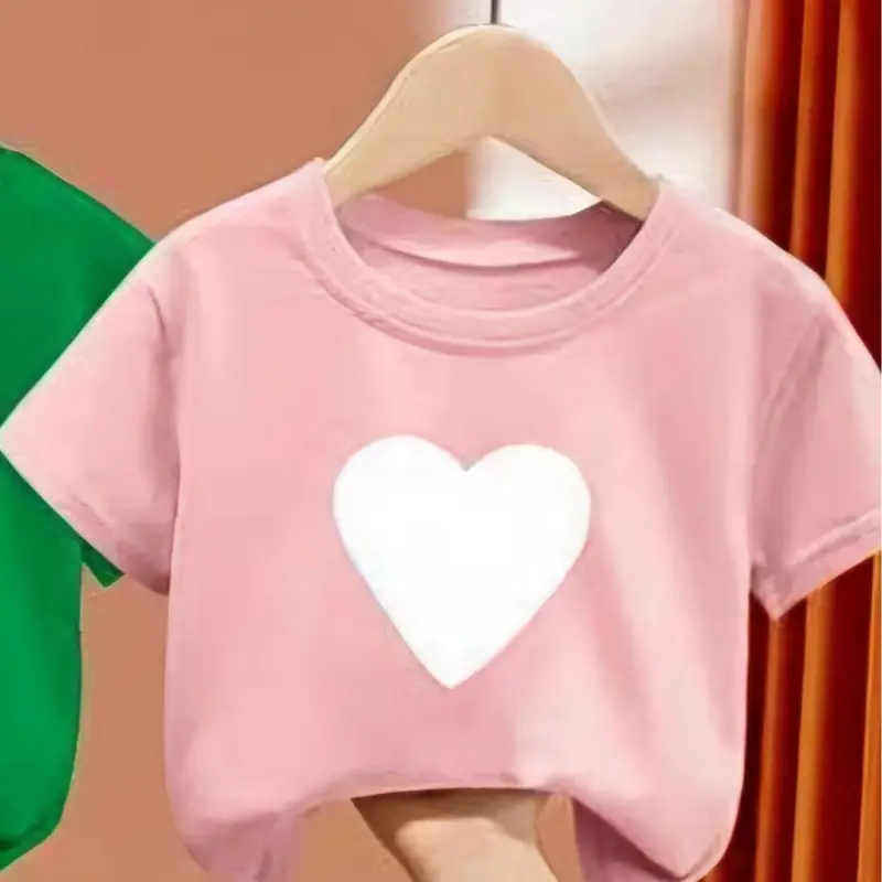Áo dời mẫu Tim cổ tròn dành cho bé gái mùa hè sz từ 9  -45kg Sơ Mi 1