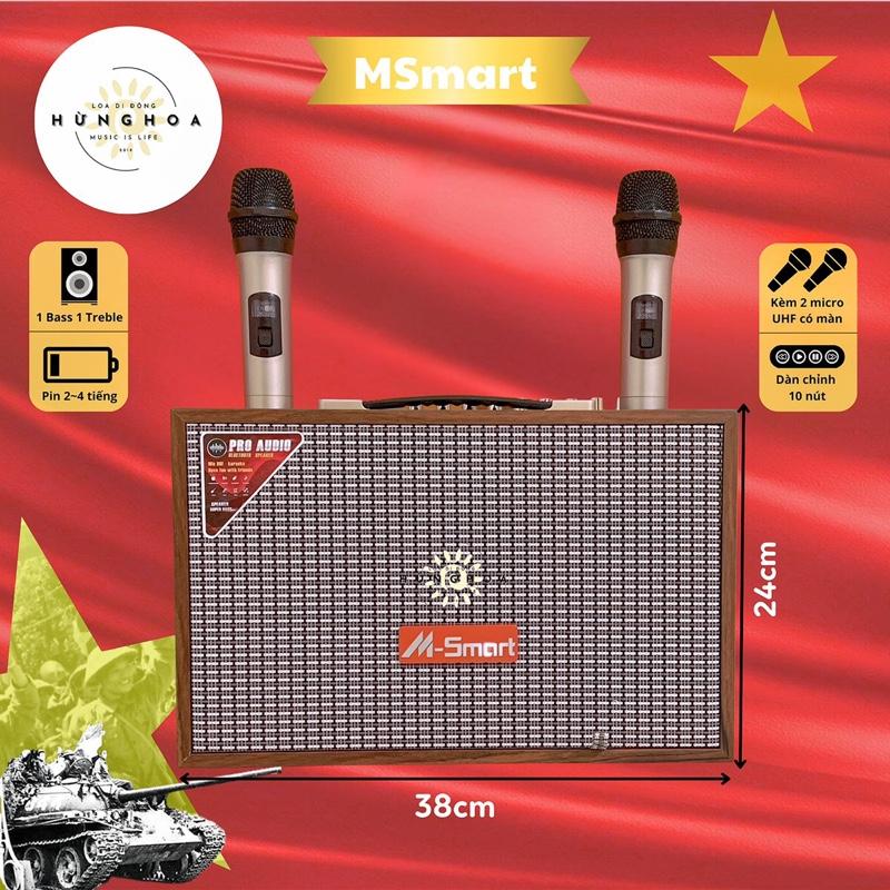 [MSmart] Bass 20cm - Tặng Kèm 2 micro Không dây - có bluetooth , nghe nhạc - Loa karaoke di động -