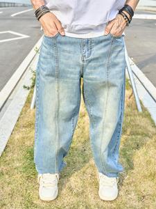 Men's Pocket Denim Jeans, Casual Comfy Wide Leg Denim Trousers for Daily Wear, Fashion Men's Bottoms for All Seasons