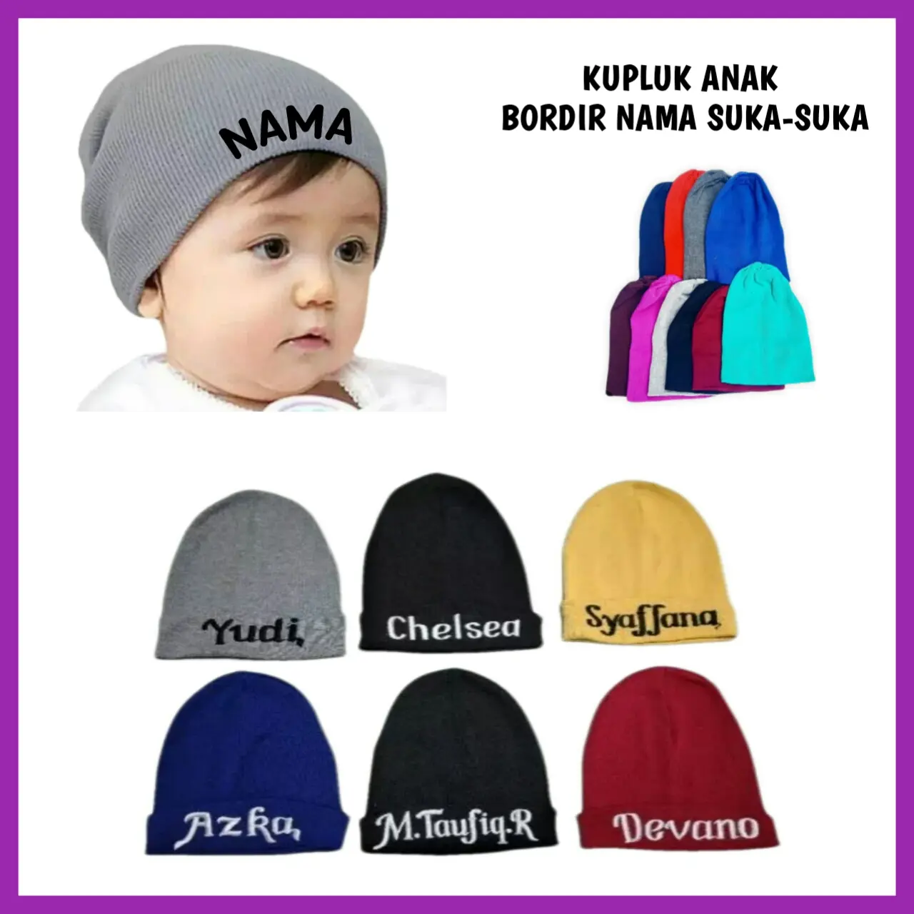 Kupluk Rajut Anak Free Bordir Nama Cewe Cowo Fashion Topi