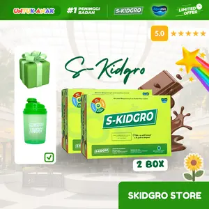 S-KIDGRO Susu Bubuk Rasa Cokelat Peninggi Badan Anak High Calcium & DHA 2 Box 20 Sachet Bisa COD Free Tumbler Bonus Video E-Course & E-Book Top Secret