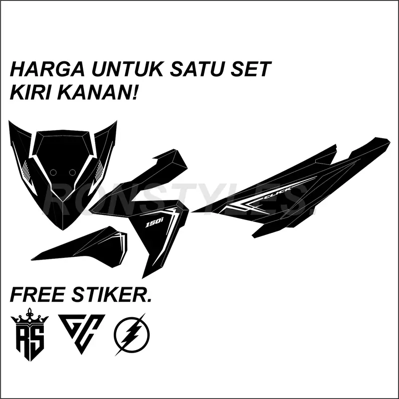 VRV35 Cutting Sticker Striping Vario Led 125-150 Old Striping Varled Stiker Vario 125 Striping Variasi Vario Simple stiker vario lama Striping Vario Led Old 2017 new desain simple style copy transparan Motor 8