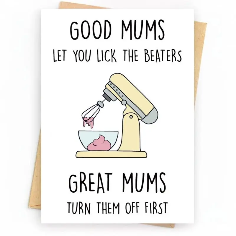 Mother's Day Card with Envelope, 1 Count Cute Baking Themed Greeting Card, Humorous Gift for Mom, Birthday Gift for Mom, Greeting Card for Mom