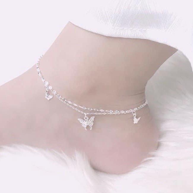 Lắc chân hồ điệp kép xinh xắn chuẩn bạc MAINOMI