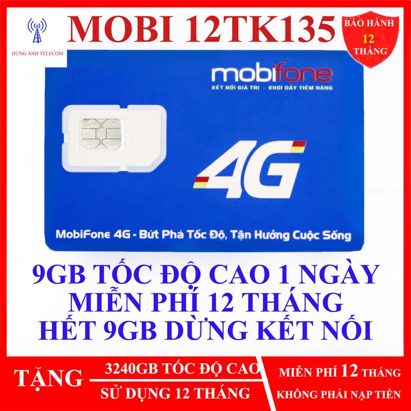  Sim 4G Mobifone 12TK135 9GB NGÀY X 12T  có ESIM  không cần nạp TIỀN HƯNG ANH TELECOM 