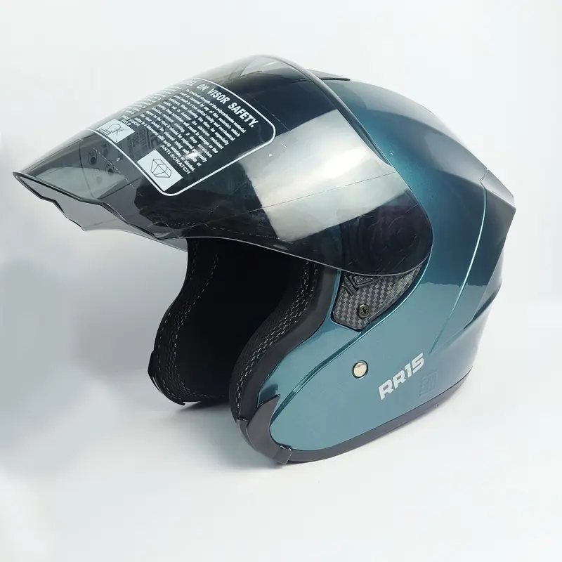 Helm Half Face Nfj RR15 Kairoz Solid Black Glosy Kaca Visor RANDOM SMOKE/BENING Helm Half Face Dewasa Pria Wanita SNI Motorcycle 3