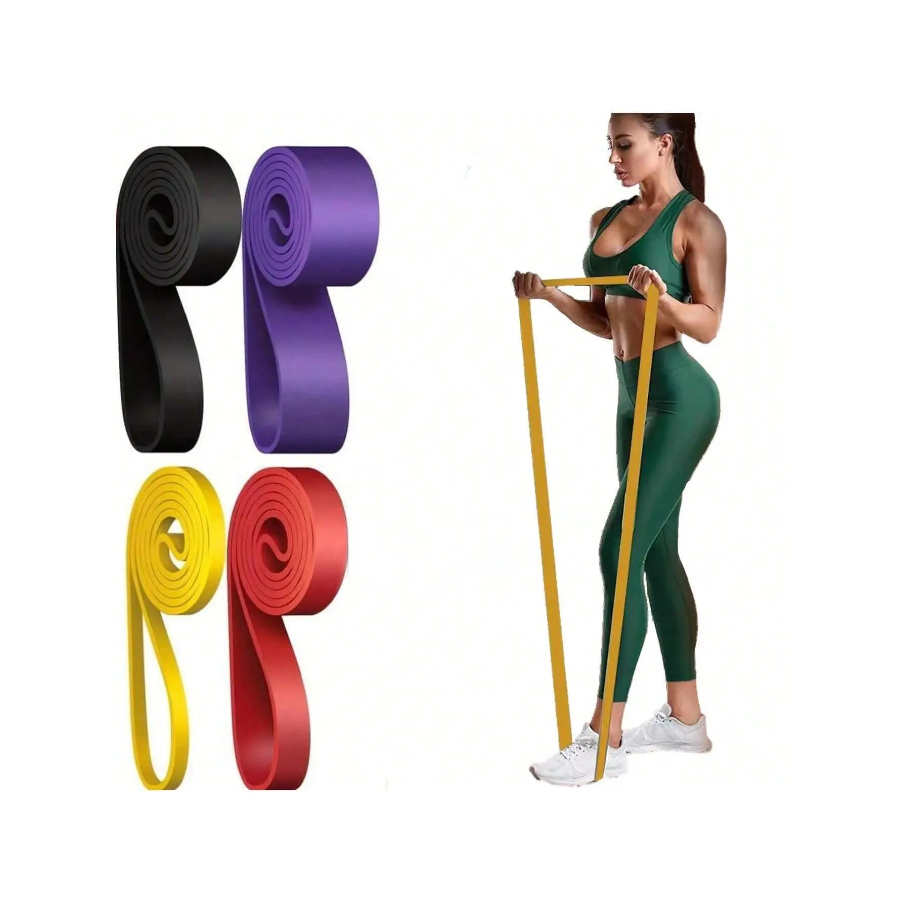 1pc Yoga Fitness Elastic Band Exercise Bands Pull-Up Assist Bands Fitness Bands Wall Pulley Resistance Bands For Working Out Strength Training Stretching Portable