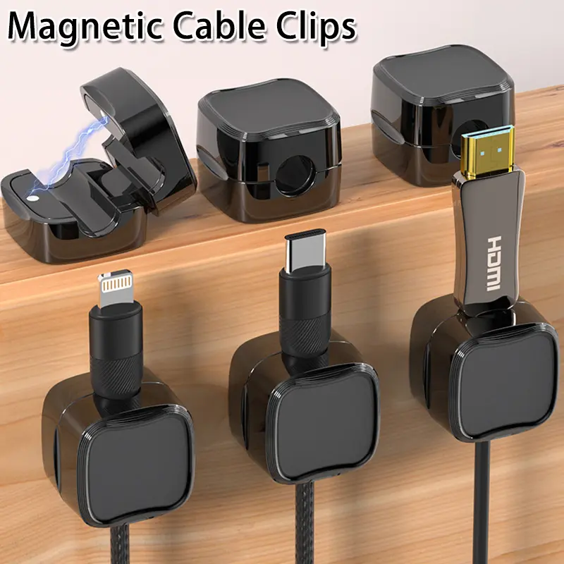 6Pcs Magnetic Cable Clips Cable Organizer Office Under Desk Cable Management Wire Manager Cord Holder Plug Wire Keeper