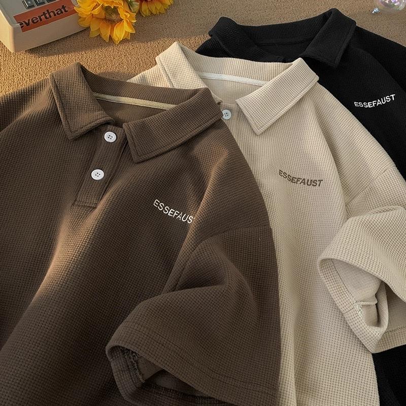 Áo Polo Nam Nữ Thêu ESSEFAUST Unisex - Áo Cổ Bẻ Tay Lỡ Chất Liệu Tổ Ong Dệt Trẻ Trung, Cá Tính, Phong Cách Ulzzang