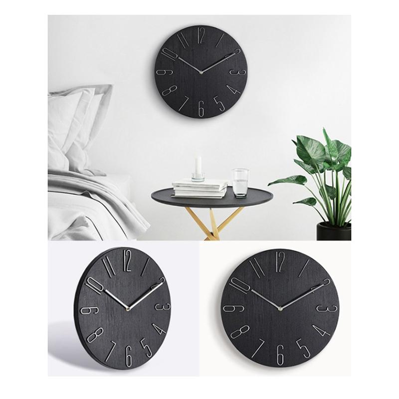 Product Introduction of 3D modern minimalist wall clock Sleek Wall Clock Embossed Numbers Easy Read Minimalist Analog for living room bedroom Home Office School Kitchen elegant aesthetic nordic wall decor big sale available in black white beige vintage gold yellow 15