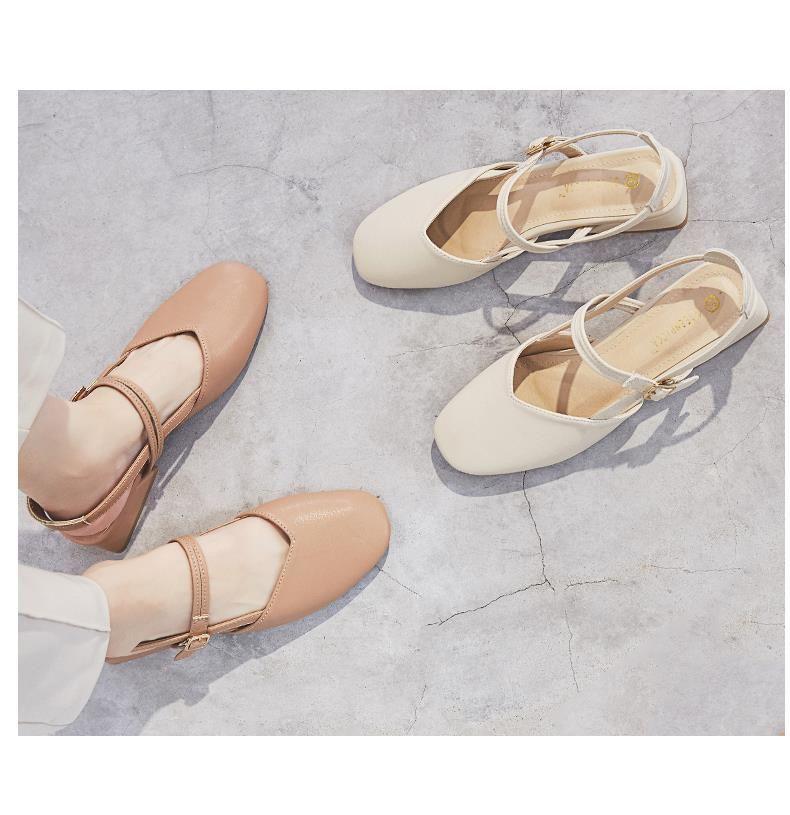 Product Introduction of One-Strap Fashion Sandals for Women Fairy Style Summer 2025 New Versatile Closed-Toe Mid-Heel Chunky Heel Roman Shoes 20