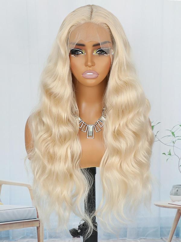 26 Inch Long Blonde Wavy Wigs for Women, Gorgeous Fluffy Wigs without Bangs, Synthetic Lace Front Wigs for Party, Daily Use 5