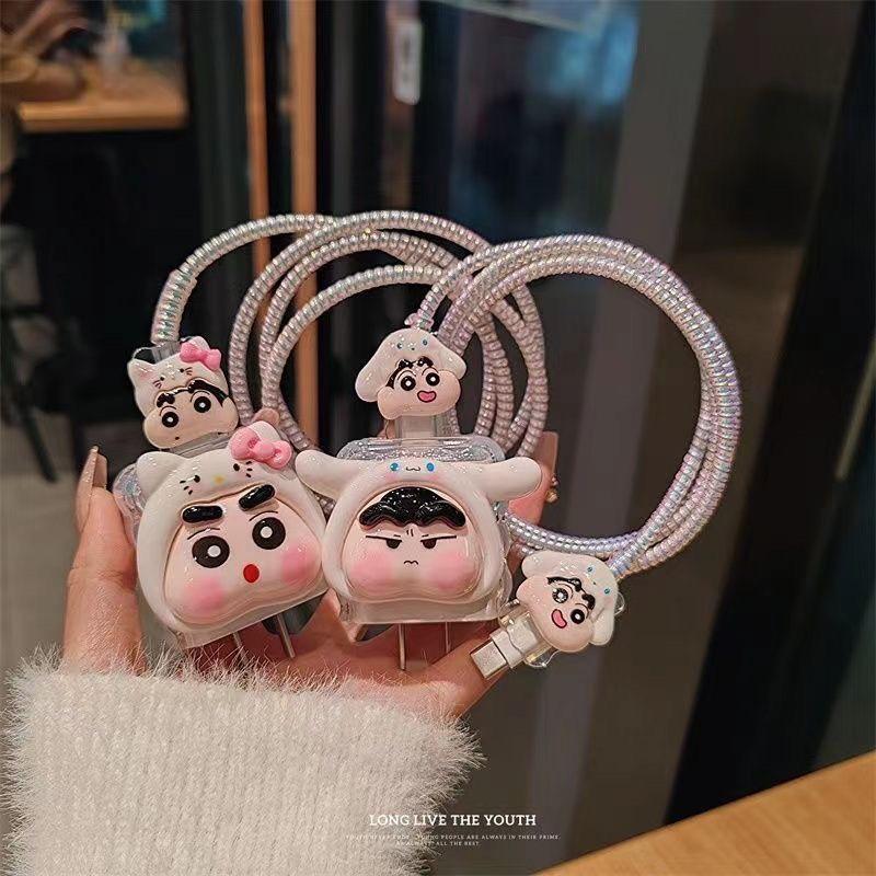 [Thiết Kế] Ốp sạc thiết kế hình Shin dễ thương mới nhất 2024 bảo vệ cáp sạc, củ sạc tránh đứt gãy Phone Phụ Kiện