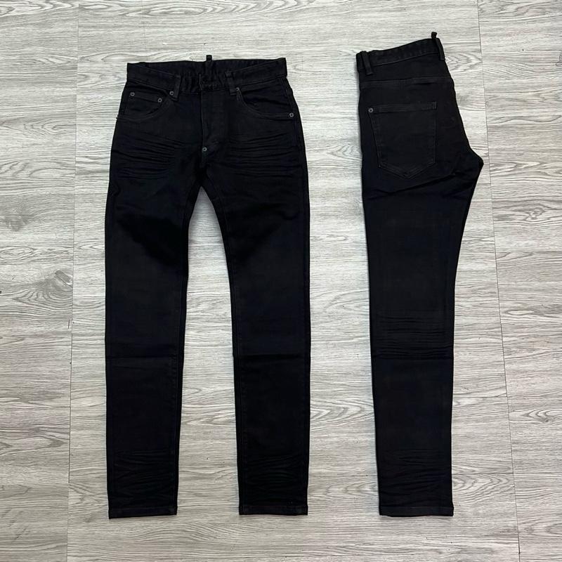 QUẦN JEAN NAM MÃ D2-20 ĐEN TRƠN 4 CÚC , BÒ DÀI CAO CẤP , CO DÃN , PHOM ÔM CHÂN DS-Q , Có Túi