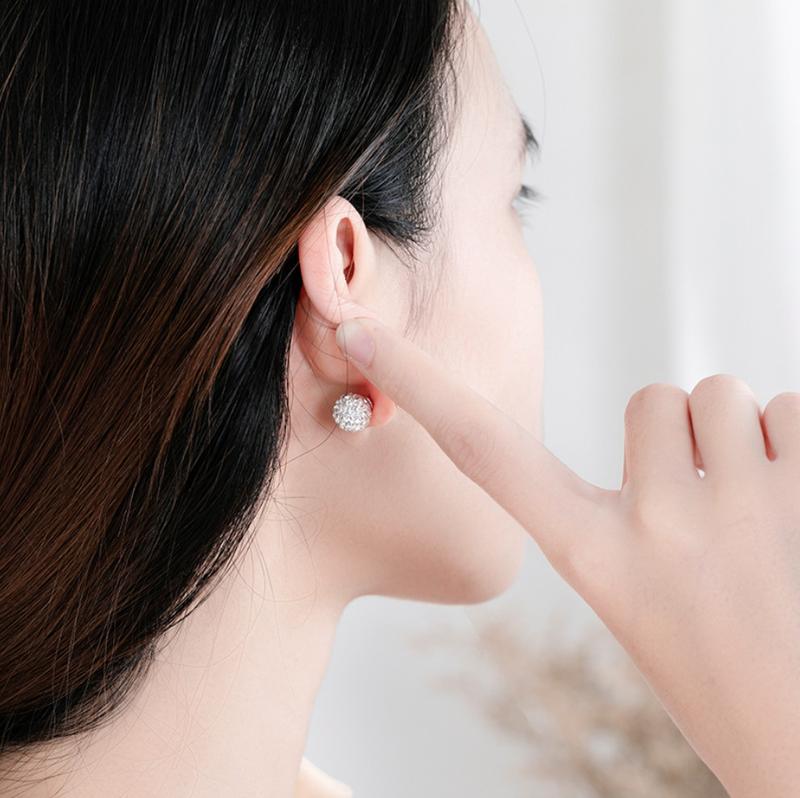 Bông tai nữ hoa tai hạt châu đôi đính đá phong cách hàn quốc cá tính 2