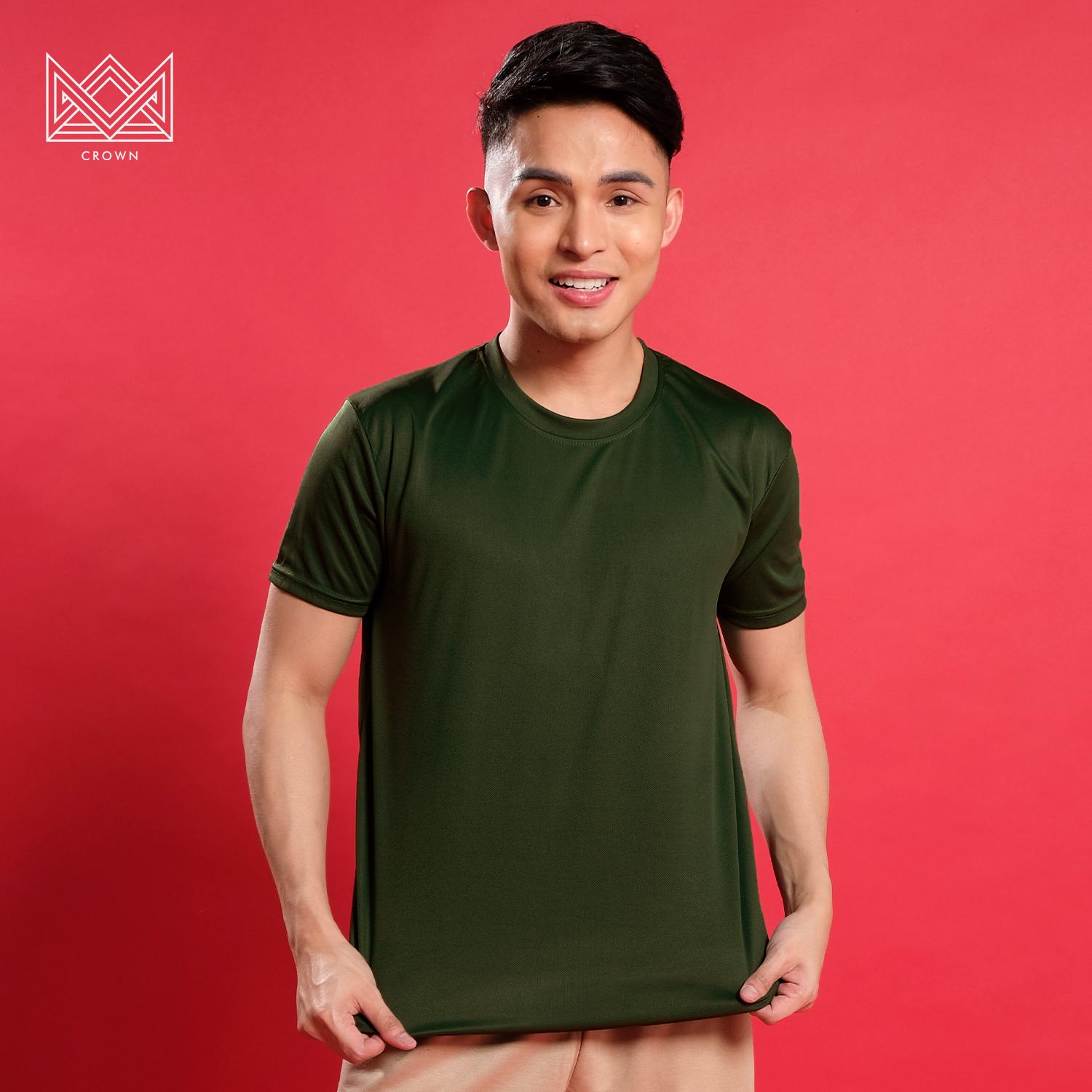 Crown Mens Drifit Round Neck Tshirt for Men Active Wear Quick Dry Sports Summer Tops Outfit Black_voghion.com