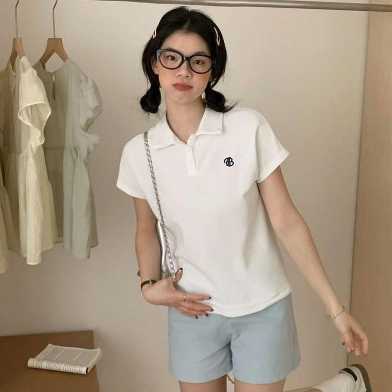 Product Introduction of Áo Polo Tay Lỡ Màu Trơn Đơn GIẢN Thêu Chữ TB tag WG.WE Minxu Shop POLO10 10
