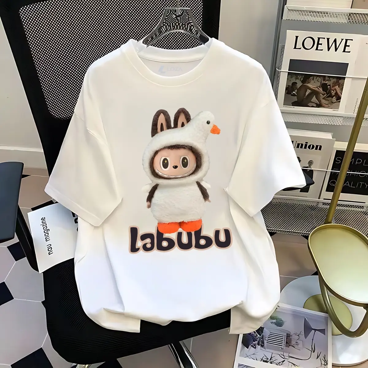 [Form Rộng] Áo phông nữ  in hình labubu form rộng - Áo phông Loza - RT022 Top Women Cổ Tròn