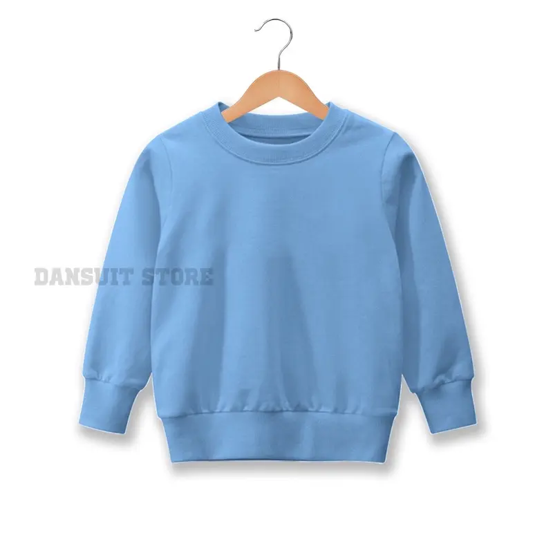 Sweater Polos Anak Laki-laki/Perempuan Usia 4 - 13 Tahun Sweater Crewneck Polos Anak Bahan Tebal Fashion 8