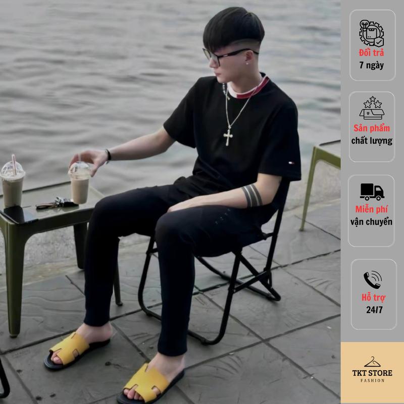 Áo thun Tôm mi thêu cổ chất cottton cao cấp ba màu đen trắng xanh than hottrend 2025 Nam Nữ Cổ Tròn Menswear Cotton