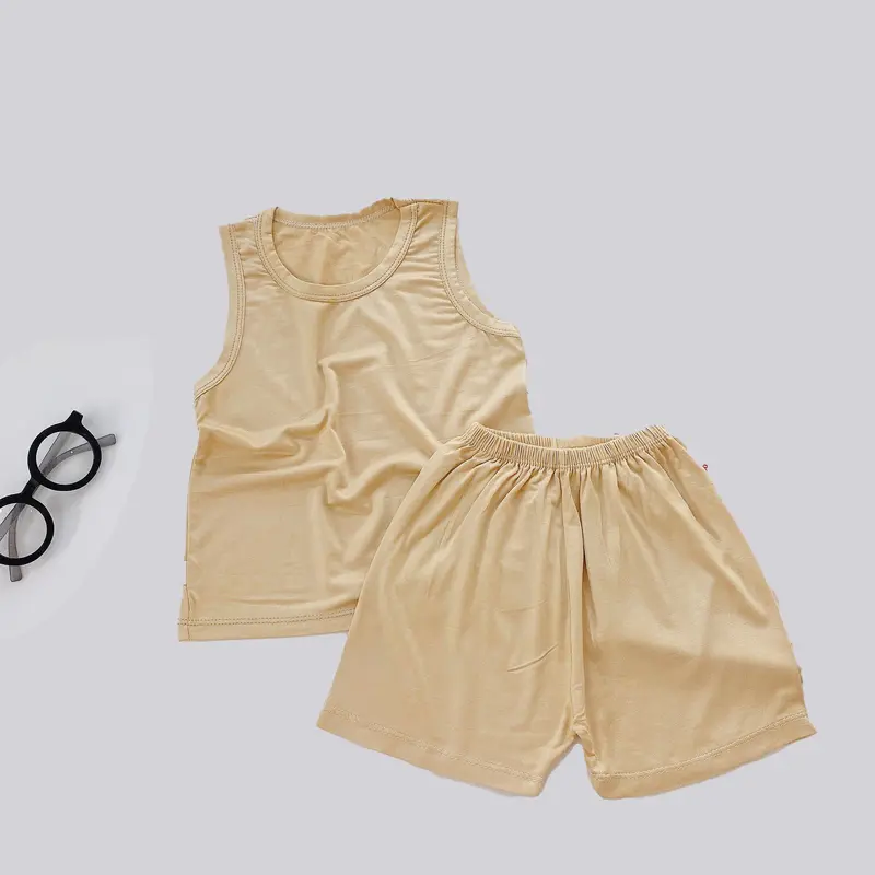 MK328 (6-16kg) Bộ áo ba lỗ quần cộc màu trơn chất thun lạnh mỏng mềm, mát cho bé dưới 3 tuổi Áo Thun 4