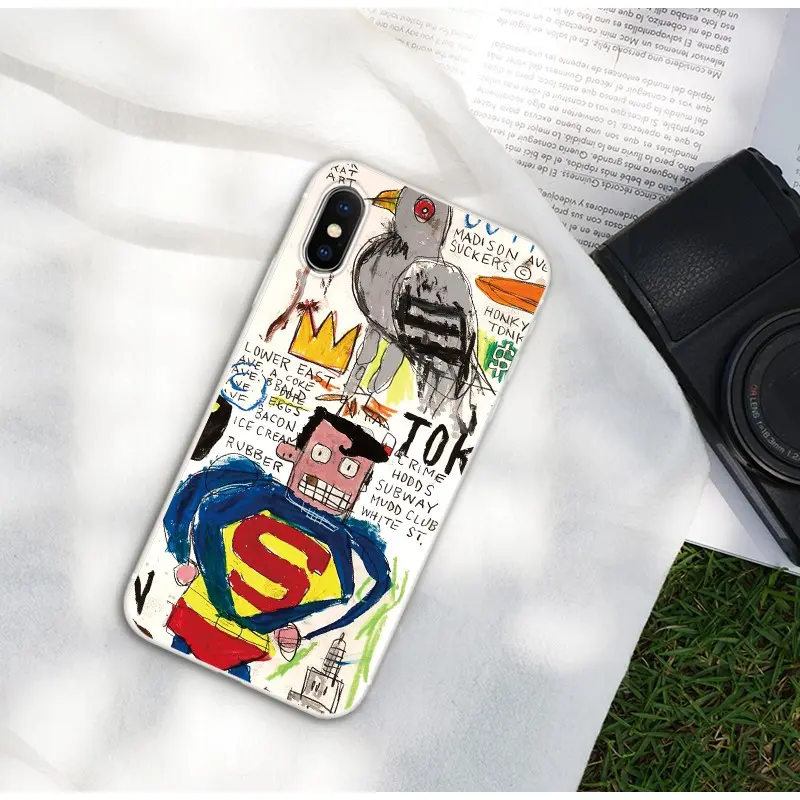 Soft Case Tpu Motif Graffiti Superman Untuk compatible for iP 11 13 Pro Max X Xr Xs Max 5s Se2 6s 7 8 Plus 12 Mini 14 Pro Max Cover Handphone Lentur Softcase Casing 4