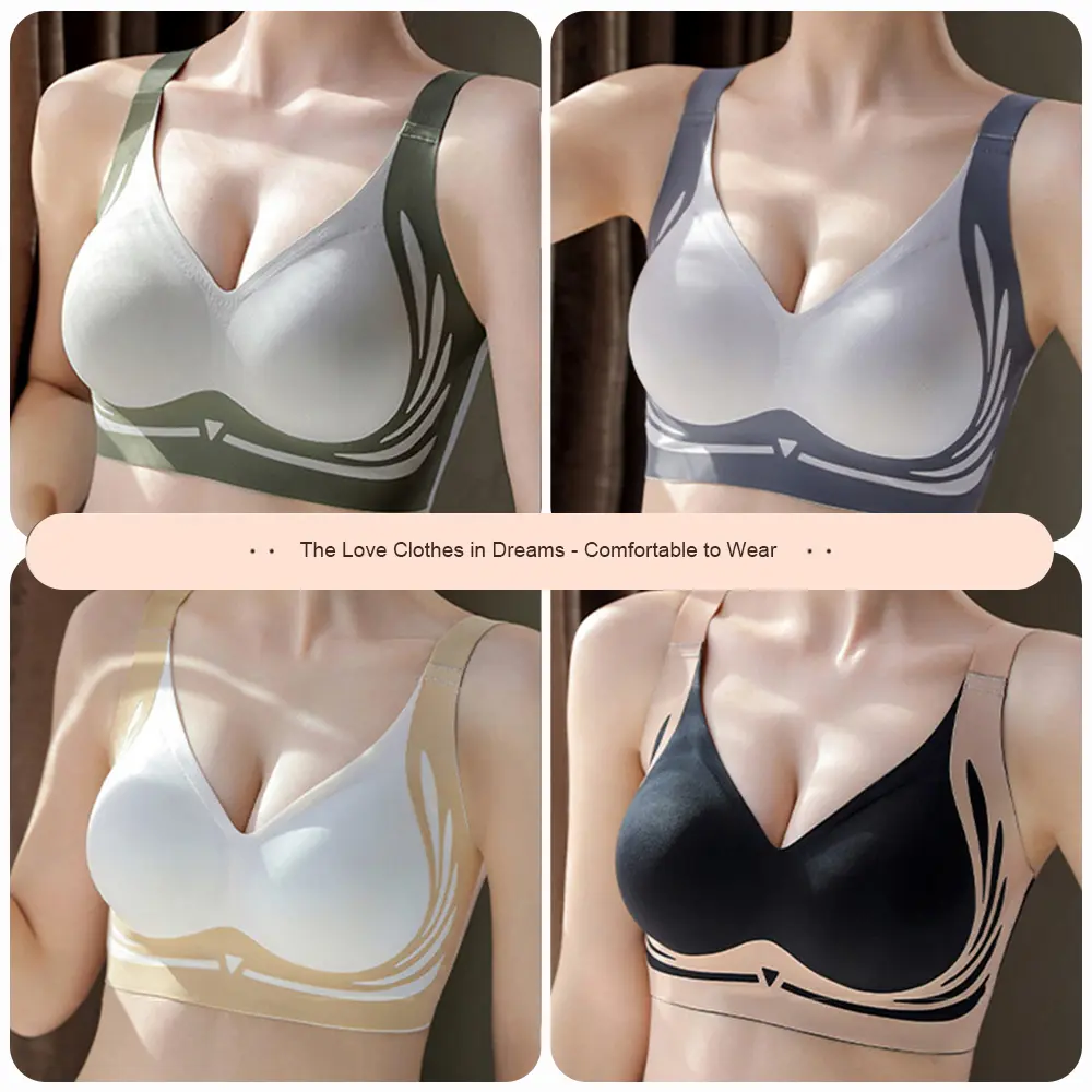 Small Breasts Show Big Bras, Ladies Gather Underwear, 2024 New Style No Steel Ring Seamless Bra, Fixed Cup, One-piece Thick Bra