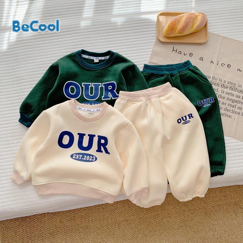 Bộ quần áo nỉ bông cho bé, bộ nỉ thu dông bé trai bé gái in chữ OUR, chất nỉ cao cấp từ 10-27kg quanao daitay chobe